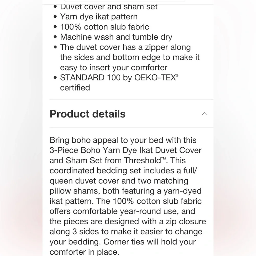 THRESHOLD NWT yarn dye ikat duvet cover & sham set -ivory/mauve -full/queen